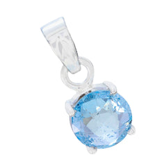riyo drop gems rond à facettes bleu topaze bleue pendentif en argent massif cadeau pour anniversaire