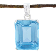 Riyo Nice Gemstone Octagon Faceted Blue Blue Topaz Sterling Silver Pendant Gift For Friend