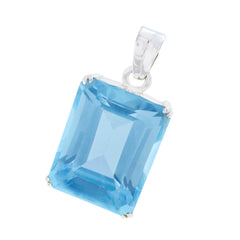 riyo belle pierre précieuse octogone à facettes topaze bleue pendentif en argent sterling cadeau pour un ami