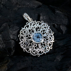 Подвеска riyo с драгоценными камнями, круглый граненый синий топаз из цельного серебра, подарок на годовщину