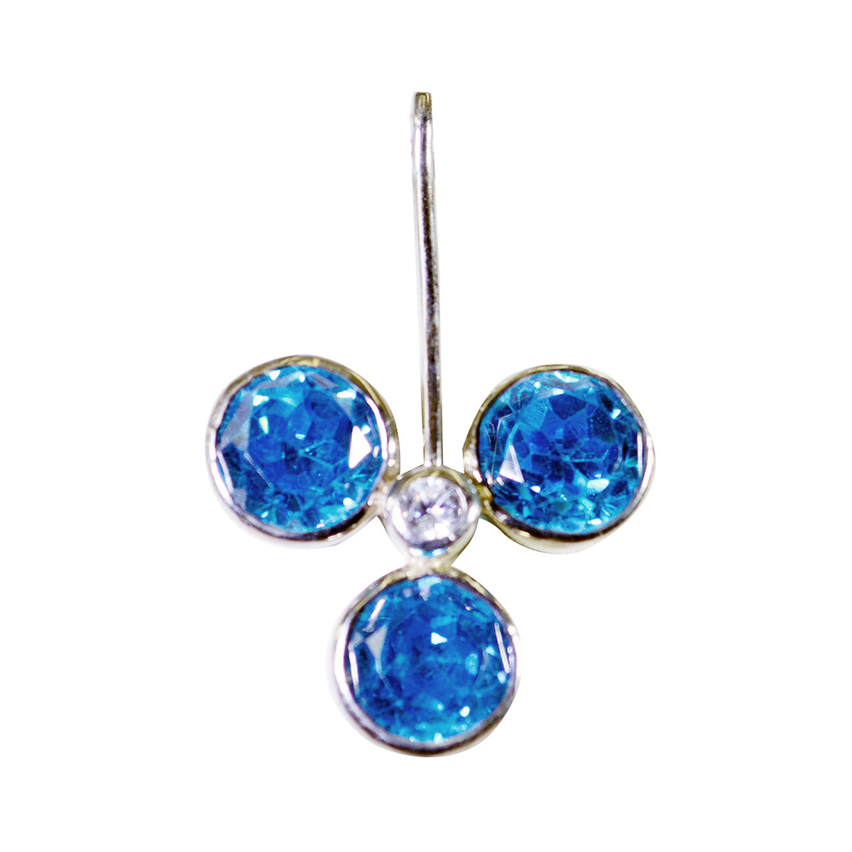Riyo Appealing Gemstone Round Faceted Blue Blue Topaz 1034 Sterling Silver Pendant Gift For Good Friday