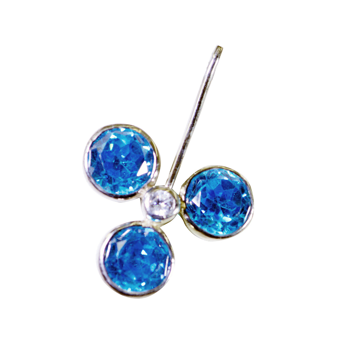 Riyo Appealing Gemstone Round Faceted Blue Blue Topaz 1034 Sterling Silver Pendant Gift For Good Friday