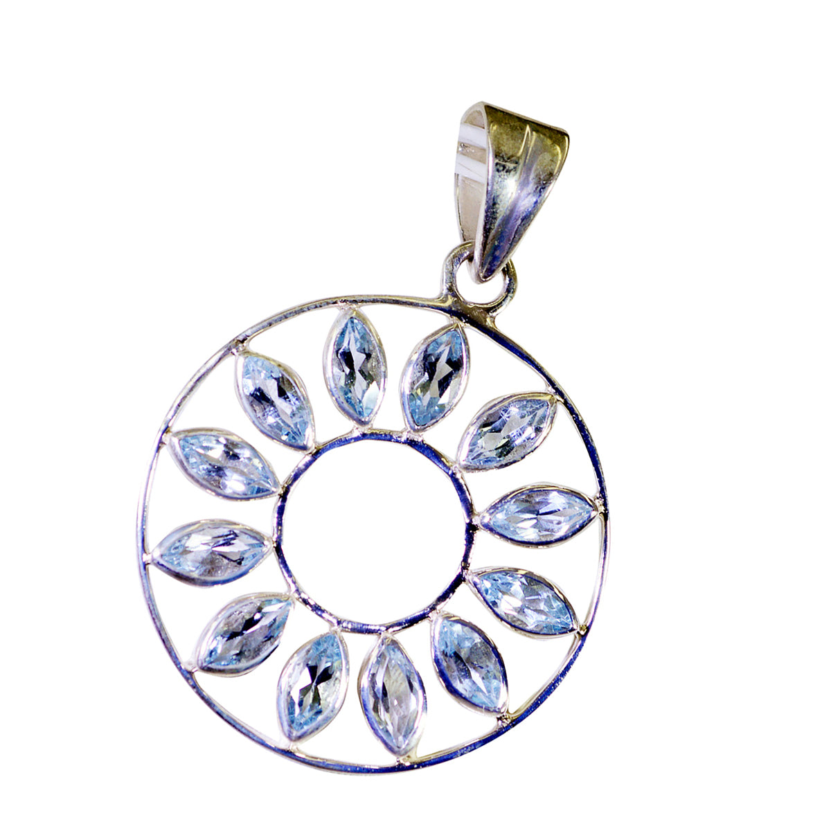 Riyo Magnificent Gems Marquise Faceted Blue Blue Topaz Solid Silver Pendant Gift For Easter Sunday