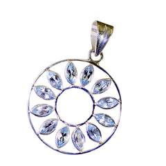 Riyo magníficas gemas marquesa facetada azul topacio azul colgante de plata maciza regalo para el domingo de Pascua