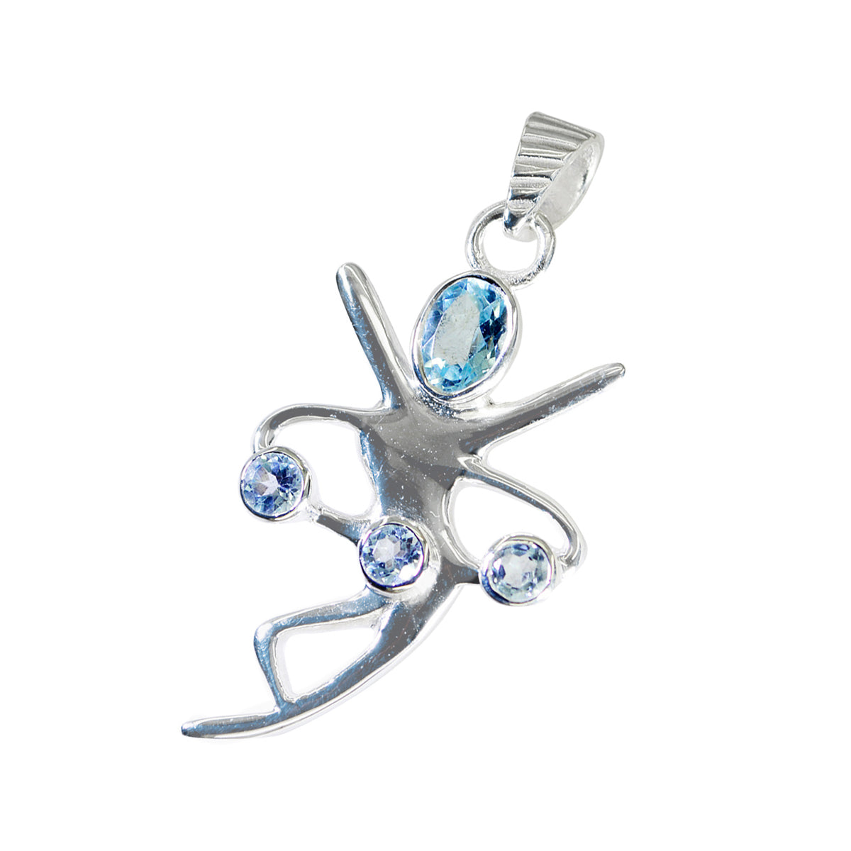 Riyo natuurlijke edelsteen multifacet blauw blauw topaas 1042 sterling zilveren hanger cadeau voor goede vrijdag
