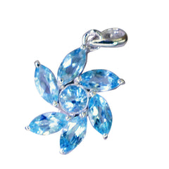 riyo affascinante pietra preziosa multi sfaccettata topazio azzurro ciondolo in argento sterling regalo per un amico