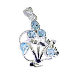 Riyo irresistible gemas multifacetado azul topacio azul colgante de plata maciza regalo para el Viernes Santo