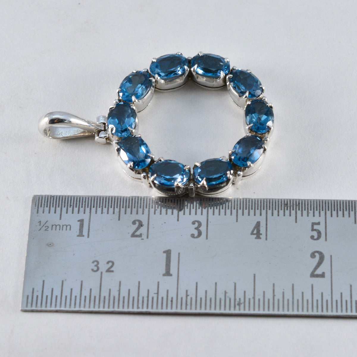 riyo engagerande ädelstenar oval fasetterad blå blå topas solid silverhänge present till påsksöndag