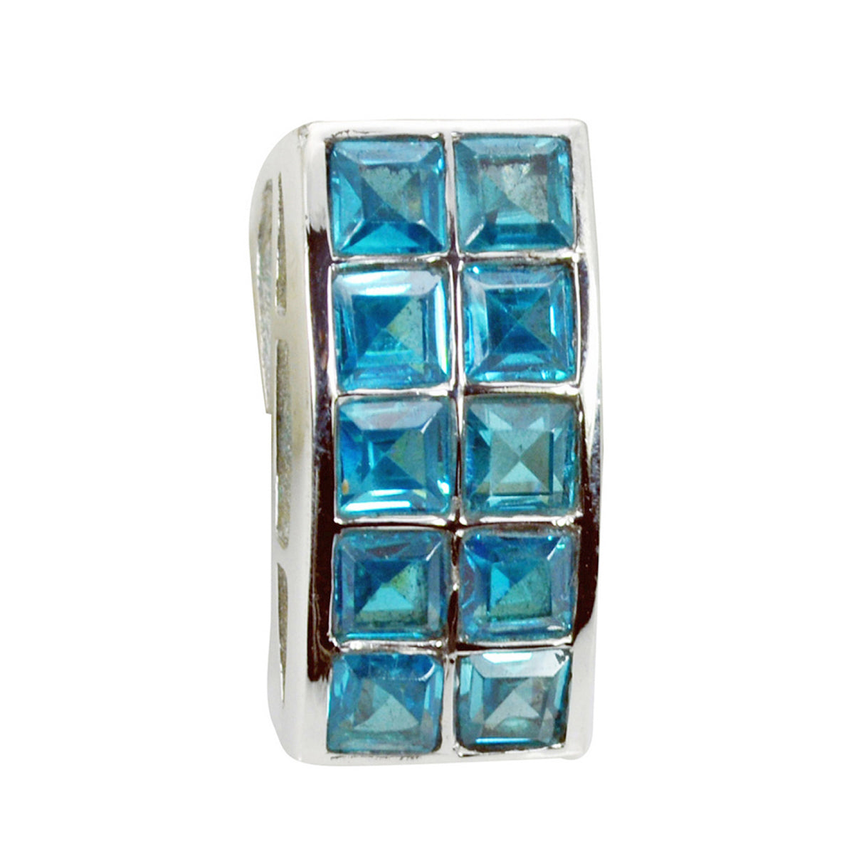 Riyo Gorgeous Gems Square Faceted Blue Blue Topaz Solid Silver Pendant Gift For Wedding