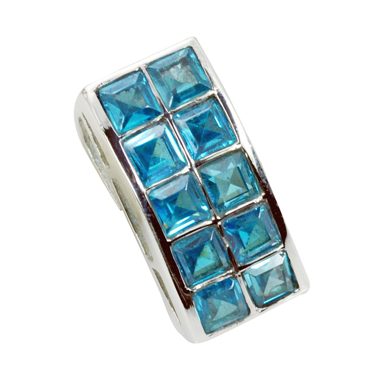 riyo splendide gemme quadrate sfaccettate con topazio azzurro azzurro, ciondolo in argento massiccio, regalo per il matrimonio