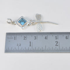 Riyo Nice Gems Square Faceted Blue Blue Topaz Silver Pendant Gift For Wife
