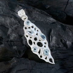 riyo attrayant pierre précieuse multi facettes bleu topaze bleue pendentif en argent sterling cadeau pour les femmes