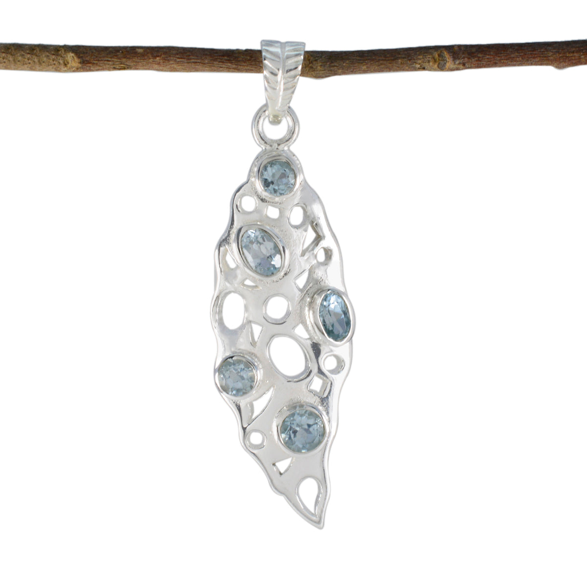 Riyo-colgante de plata de ley con topacio azul, piedra preciosa atractiva, multifacetado, regalo para mujer