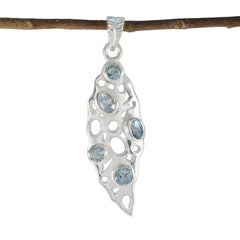 RIYO привлекательный драгоценный камень, многогранный синий топаз, серебряный кулон, подарок для женщин