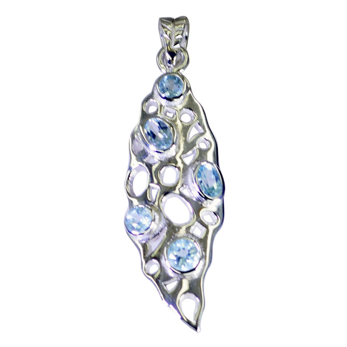 Riyo Attractive Gemstone Multi Faceted Blue Blue Topaz Sterling Silver Pendant Gift For Women