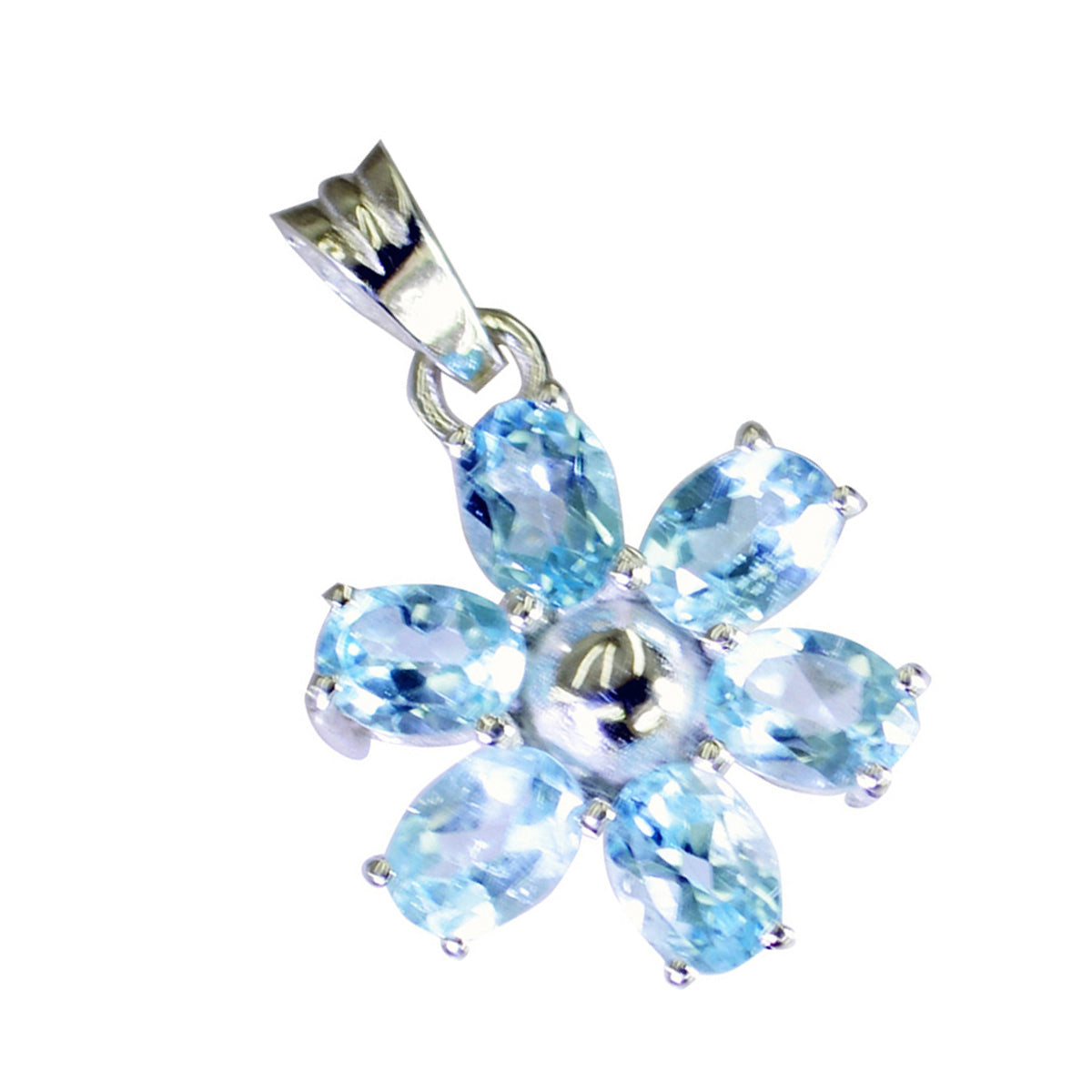 Riyo jolies pierres précieuses ovale à facettes bleu topaze bleue pendentif en argent massif cadeau pour mariage