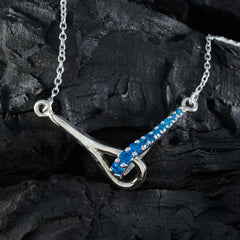 Riyo glamoureuze edelsteen ronde gefacetteerde blauw blauwe topaas sterling zilveren hanger cadeau voor vrouwen