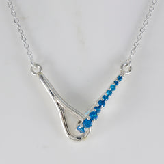 Riyo glamoureuze edelsteen ronde gefacetteerde blauw blauwe topaas sterling zilveren hanger cadeau voor vrouwen