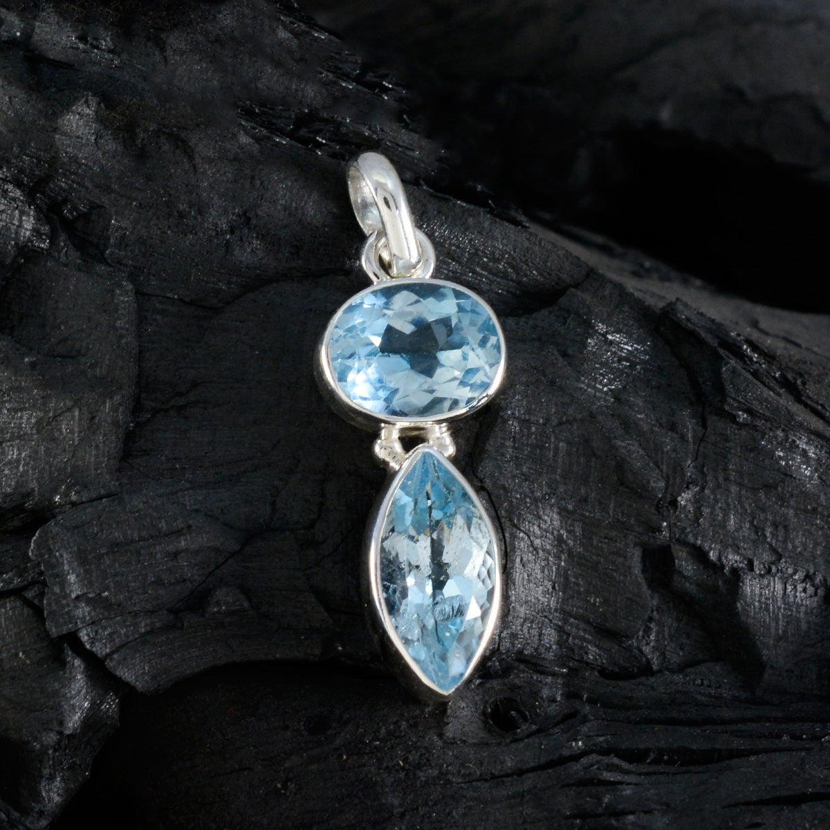 riyo utsökta ädelstenar mångfacetterad blå blå topas solid silverhänge present till långfredagen
