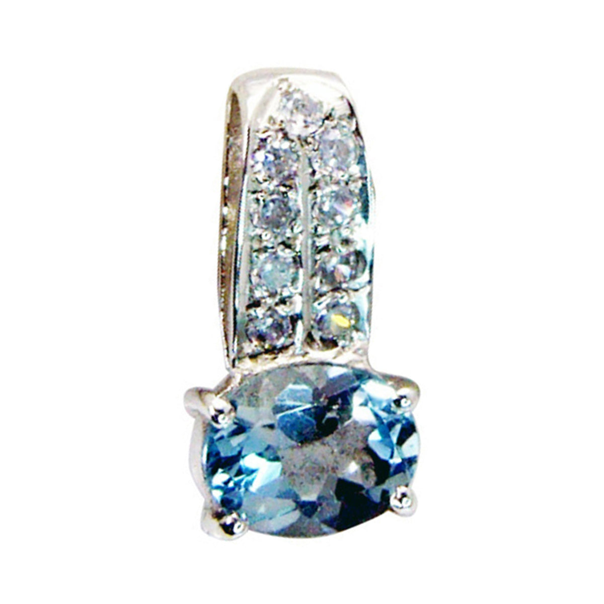 ciondolo in argento con topazio azzurro ovale sfaccettato con gemme riyo facili, regalo per moglie