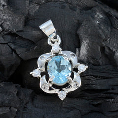 Серебряный кулон riyo beaut с овальным граненым голубым топазом и драгоценным камнем, подарок для ручной работы