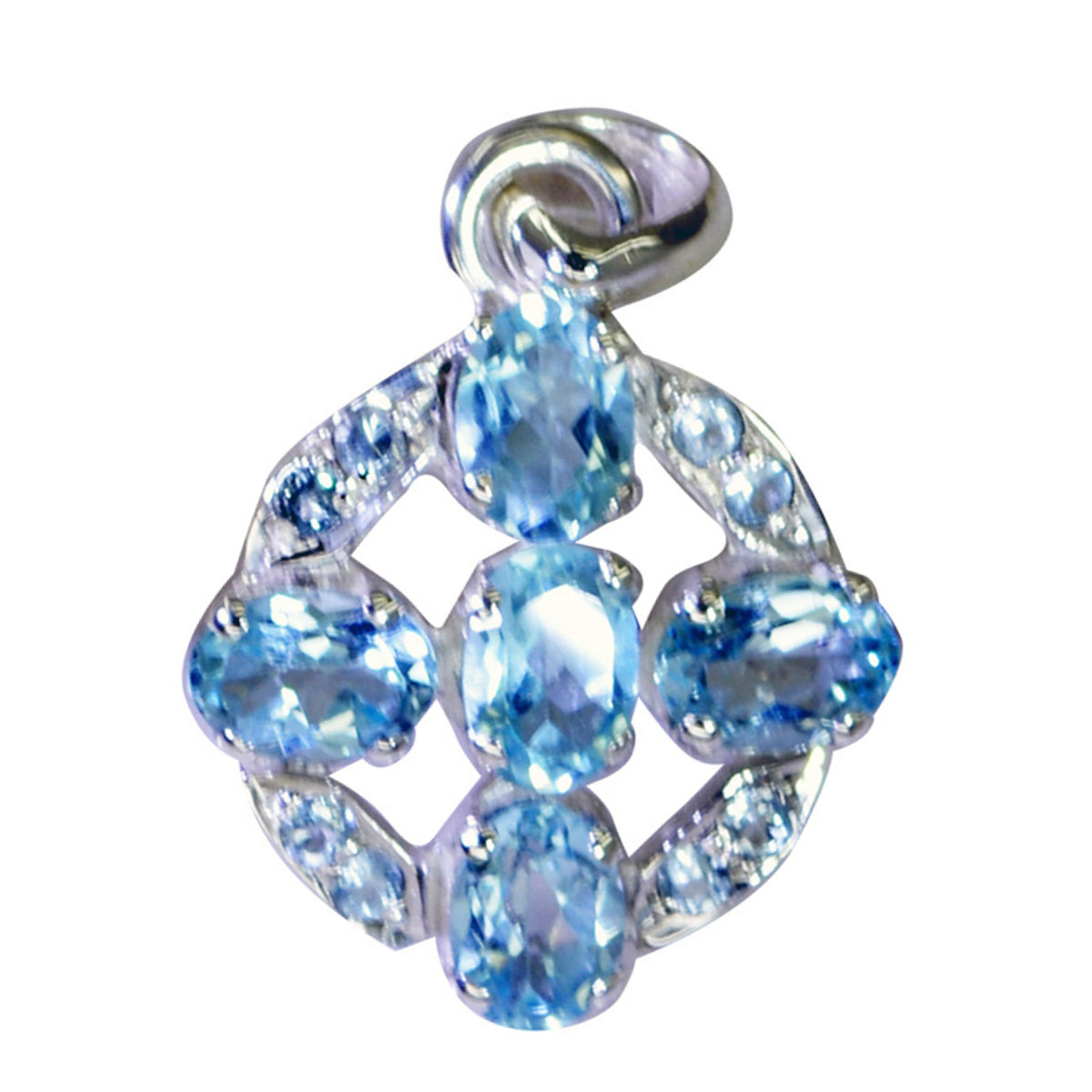 Riyo Prepossessing Gems Oval Faceted Blue Blue Topaz Silver Pendant Gift For Sister