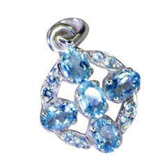 Riyo prepossessing gems oval facetado azul topacio azul colgante de plata regalo para hermana