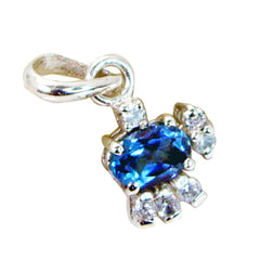 Riyo Good Gemstone Oval Faceted Blue Blue Topaz 1126 Sterling Silver Pendant Gift For Good Friday