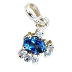 Riyo Good Gemstone Oval Faceted Blue Blue Topaz 1126 Sterling Silver Pendant Gift For Good Friday