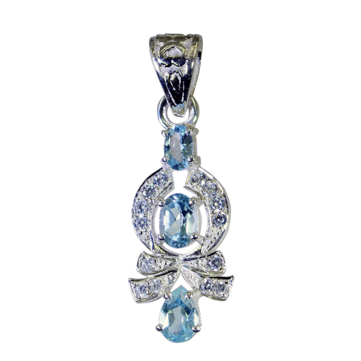 Riyo mooie edelstenen multi-gefacetteerde blauw-blauwe topaas zilveren hanger cadeau voor vrouw