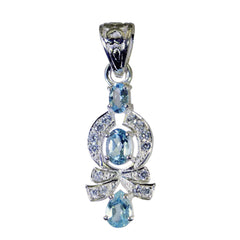 Riyo Nice Gems Multi Facettierter blauer Blautopas-Silberanhänger, Geschenk für Frau