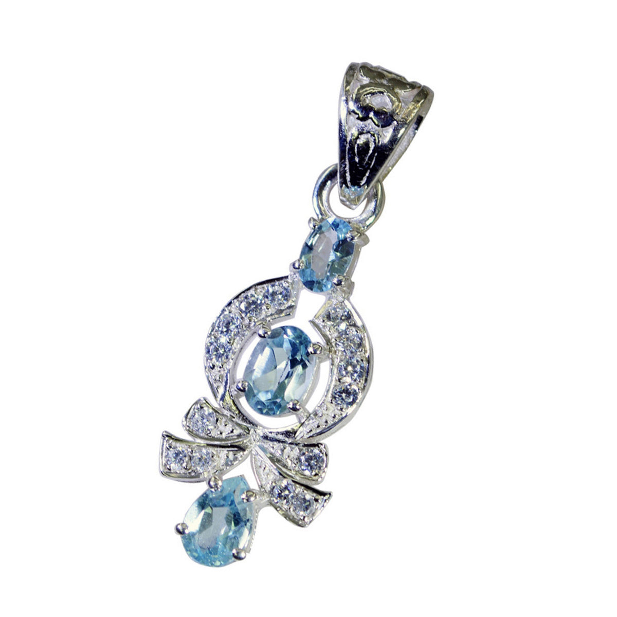 Riyo mooie edelstenen multi-gefacetteerde blauw-blauwe topaas zilveren hanger cadeau voor vrouw