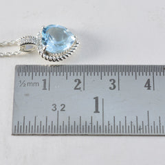 Riyo bonitas gemas corazón facetado azul topacio azul colgante de plata maciza regalo para el domingo de Pascua