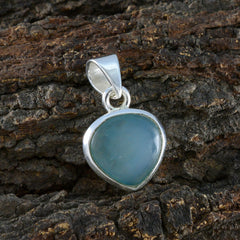 Riyo exquisitas gemas corazón cabujón Calcedonia azul colgante de plata regalo para hermana
