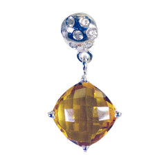 Серебряный кулон riyo с натуральным драгоценным камнем в клетку, желтый цитрин, подарок для друга