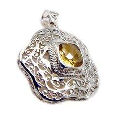 Riyo-Colgante de plata de ley 996 con citrino amarillo, cojín con piedras preciosas atractivas, regalo para novia