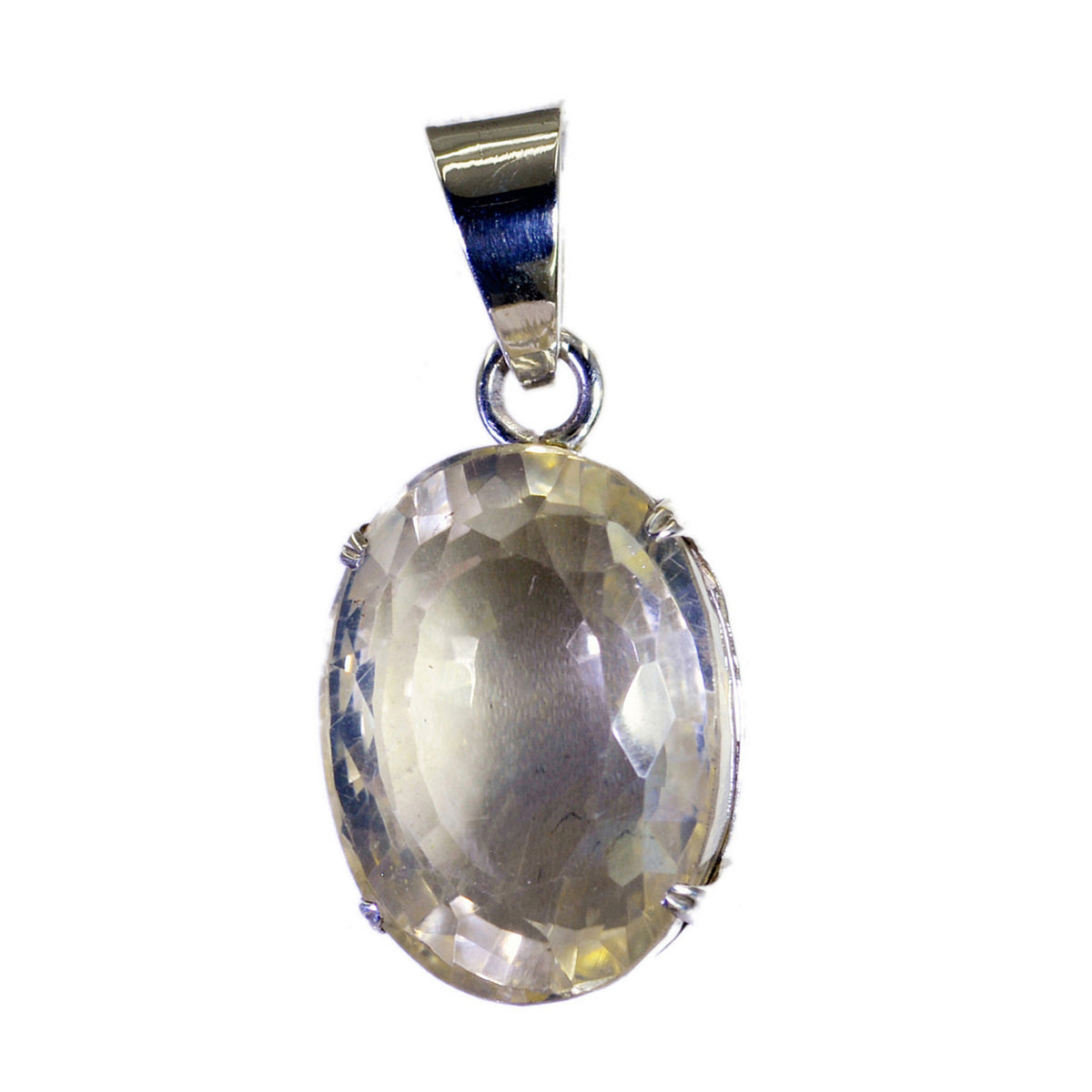 Riyo Exquisite Gemstone Oval Faceted Yellow Citrine Sterling Silver Pendant Gift For Women
