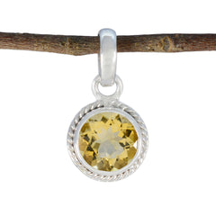 Riyo – pendentif rond en argent sterling avec citrine jaune à facettes, pierre précieuse précieuse, cadeau de noël