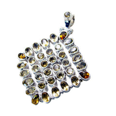 Riyo Nice Gemstone Multi Faceted Yellow Citrine 1219 Sterling Silver Pendant Gift For Teachers Day