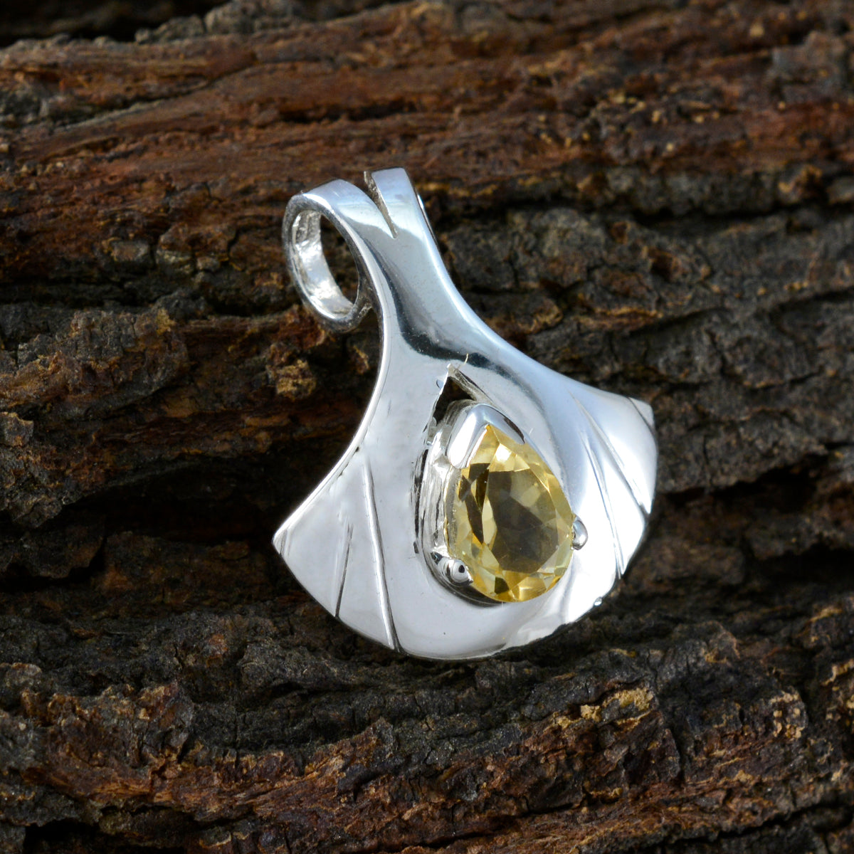 riyo, gemme pregiate, pendente in argento con citrino giallo sfaccettato, pera, regalo per la sorella