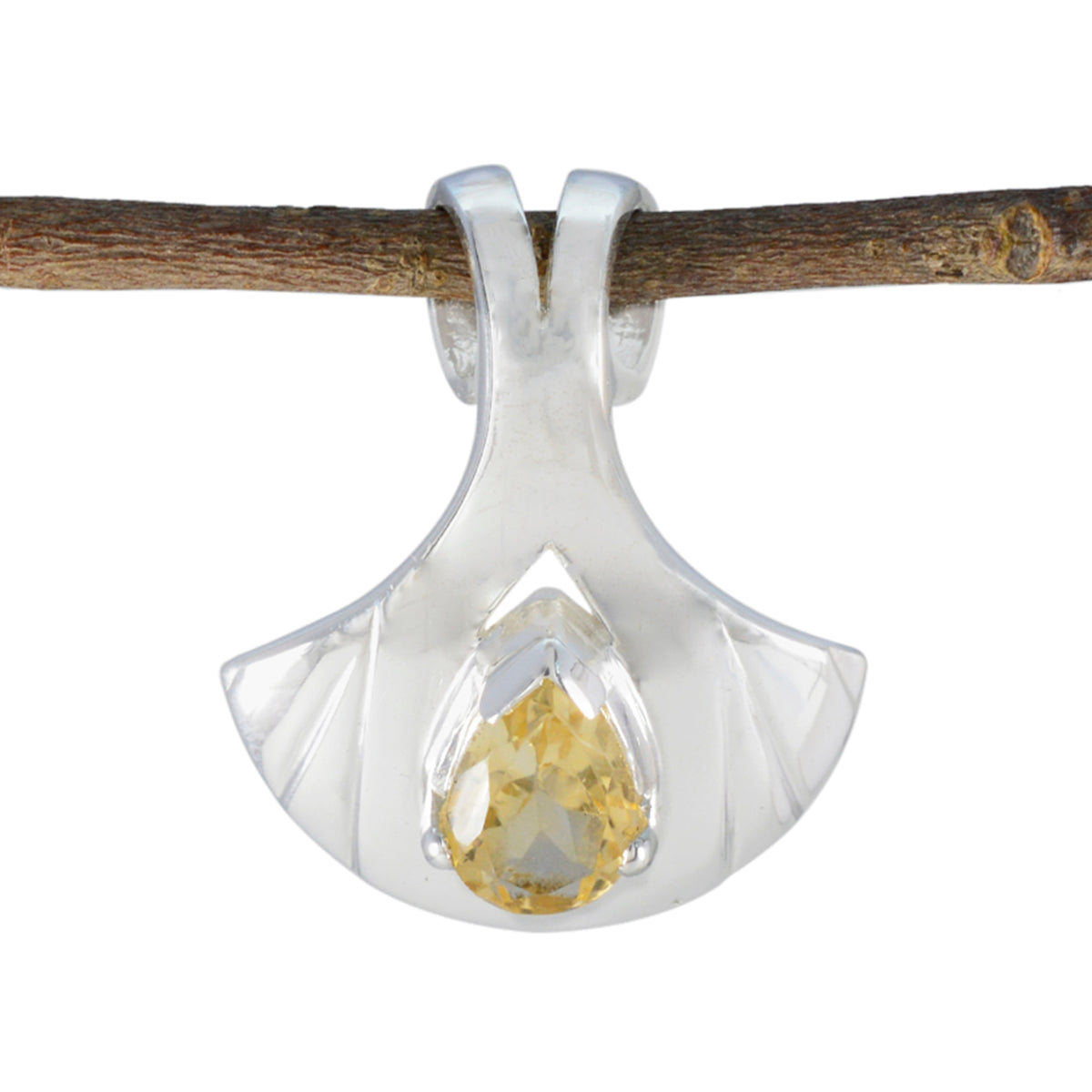 Riyo Prepossessing Gems Pear Faceted Yellow Citrine Silver Pendant Gift For Sister
