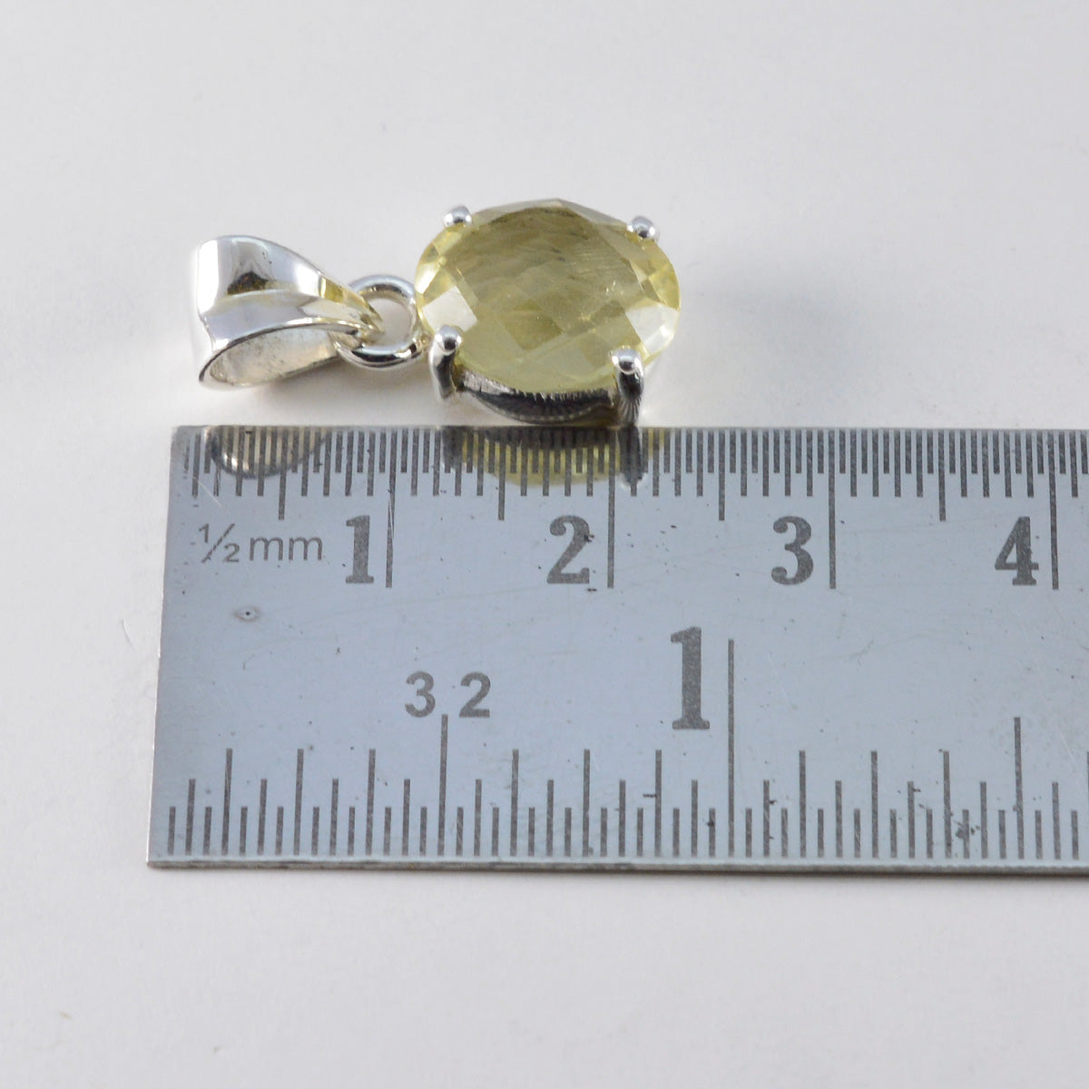 Riyo Knockout Gemstone Oval Faceted Yellow Citrine 933 Sterling Silver Pendant Gift For Birthday
