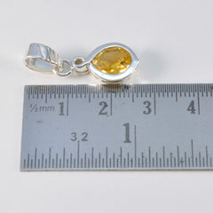 riyo goccia gemme ciondolo in argento citrino giallo sfaccettato pera regalo per Santo Stefano