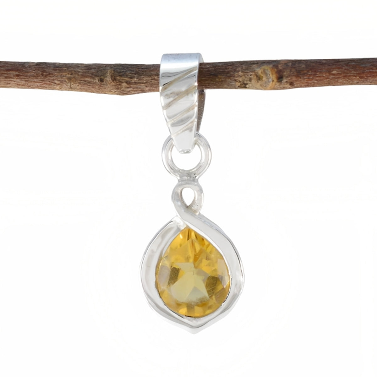 Riyo Drop Gems Pear Faceted Yellow Citrine Silver Pendant Gift For Boxing Day