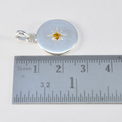 riyo Smashing драгоценный камень круглый граненый желтый цитрин серебряный кулон подарок для женщин