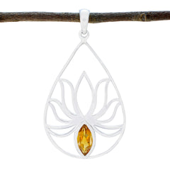 Riyo Lovely Gems Marquise Faceted Yellow Citrine Silver Pendant Gift For Sister