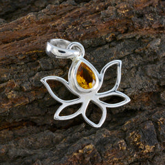 Riyo Bewitching Gems Pear Faceted Yellow Citrine Silver Pendant Gift For Wife