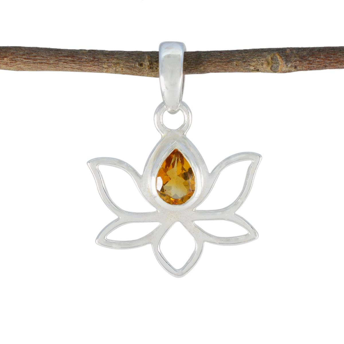 Riyo Bewitching Gems Pear Faceted Yellow Citrine Silver Pendant Gift For Wife