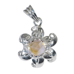 Riyo Winsome Gems Round Faceted Yellow Citrine Silver Pendant Gift For Engagement