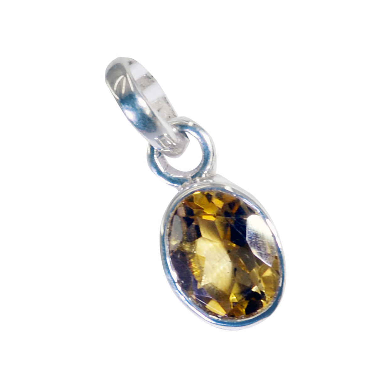 Riyo Bewitching Gemstone Oval Faceted Yellow Citrine 954 Sterling Silver Pendant Gift For Good Friday